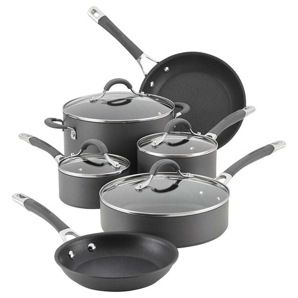 Anolon Set De Ollas Y Sartenes Antiadherentes Anodizados 10Pzs Gris