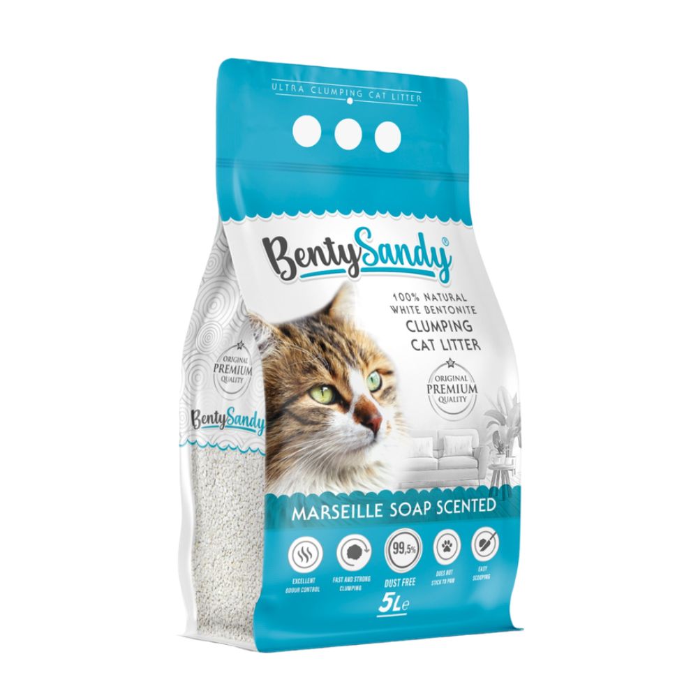 Arena Para Gatos Benty Sandy Ultra Absorbente Con Aroma a Jabón de Marsella 4.35kg