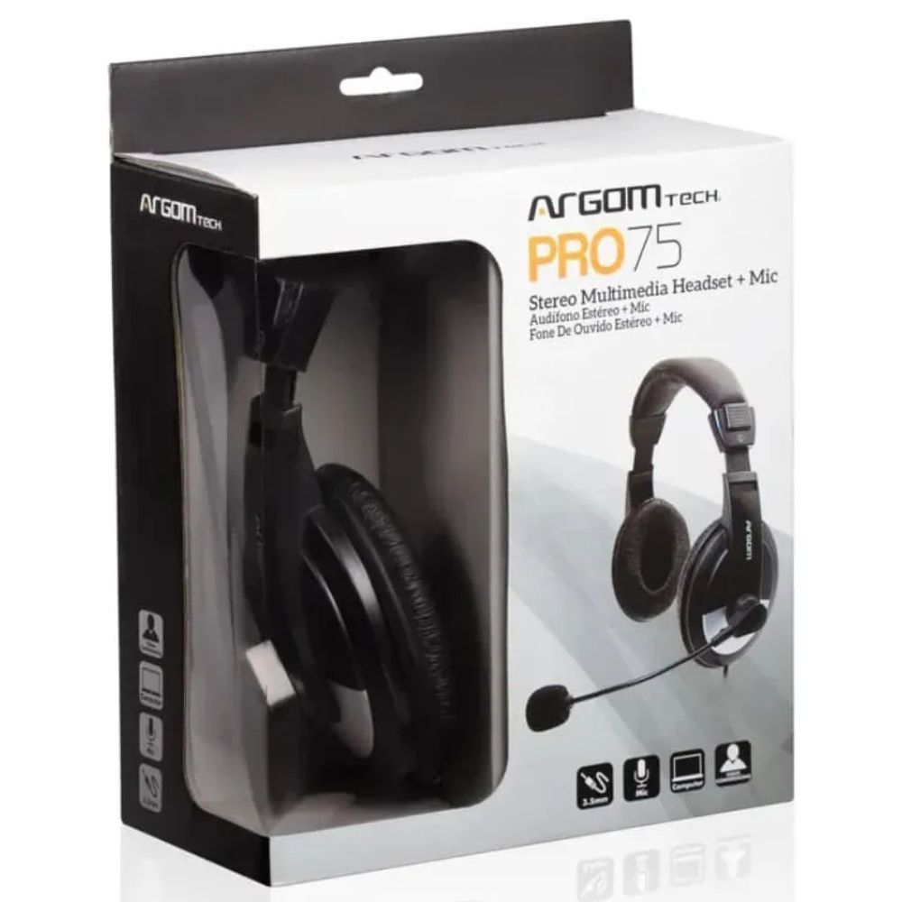 Argom Tech Audifonos Auriculares Con Microfono Pro 75 Negro