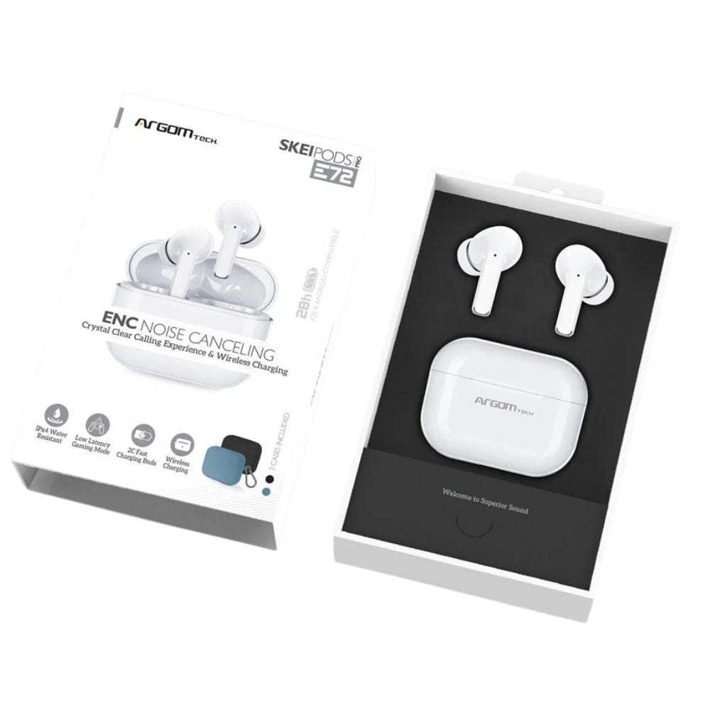 Argom Tech Audifonos Inalambricos Skei Pods E72 Doble Case Negro-Azul
