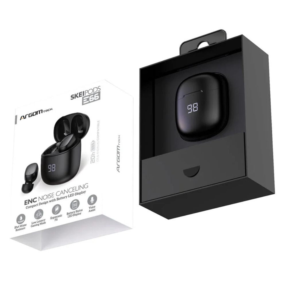 Argom Tech Audífonos Inalámbricos Stereo  Skei Pods E66 Negro