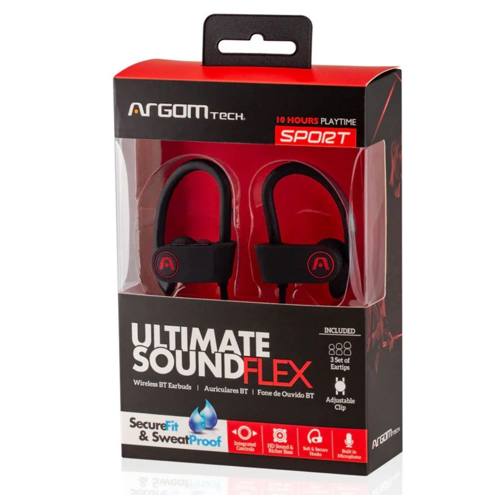 Argom Tech Auriculares Inalámbricos Ultimate Sound Flex BT Negro