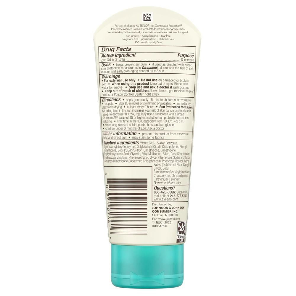 Aveeno Protector Solar Kids Sensitive Skin SPF 50 88ml