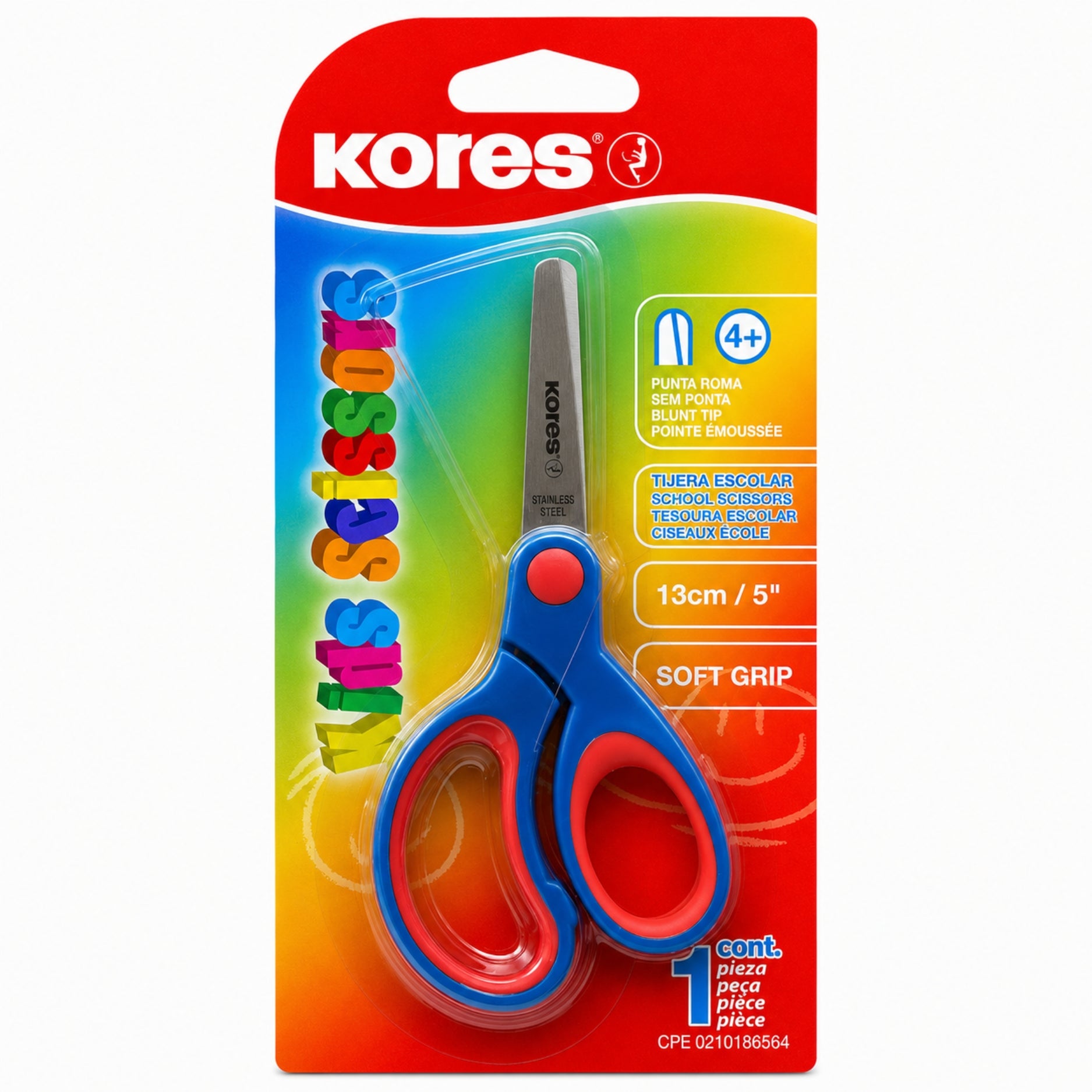 Kores Tijera Escolar SoftGrip 130mm Redonda 1 Und 6 Opciones