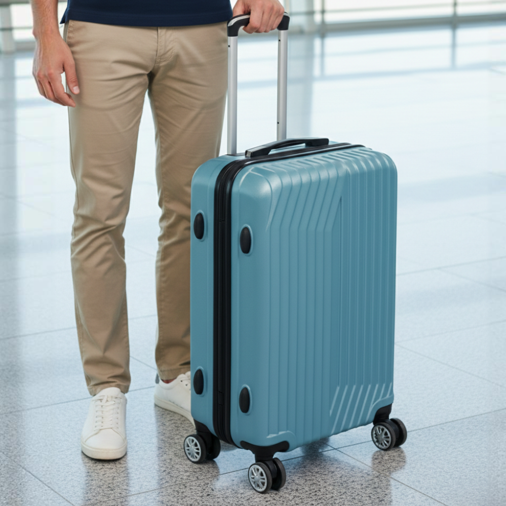 Maleta Dura 24 Pulgadas Small 4 Ruedas Color Azul Claro