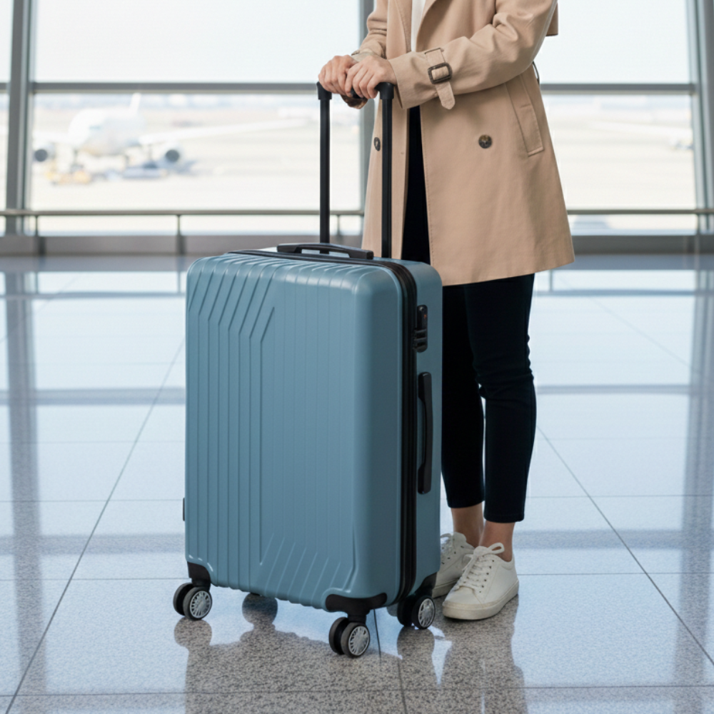 Maleta Dura 26 Pulgadas Mediana 4 Ruedas Color Azul Claro