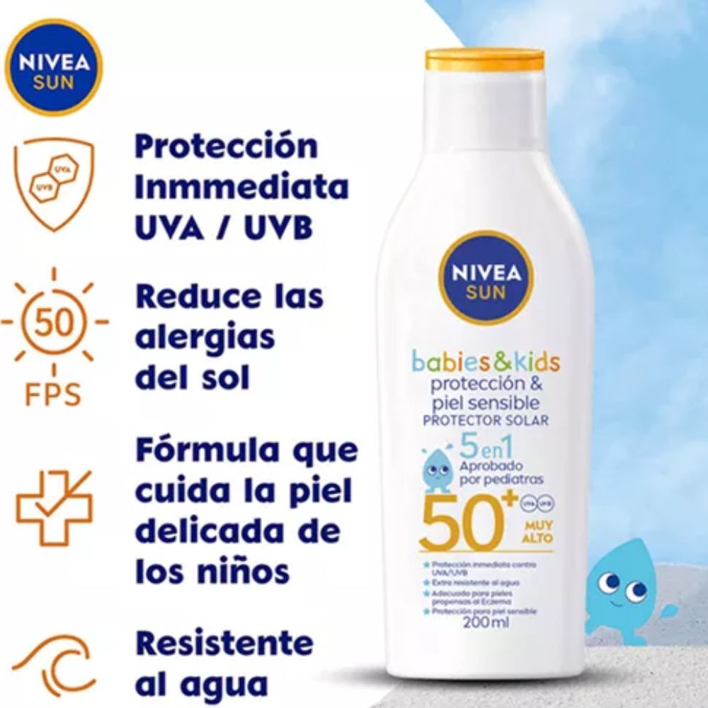 Nivea Sun Protector Solar Babies & Kids Piel Sensible FPS50 200ml