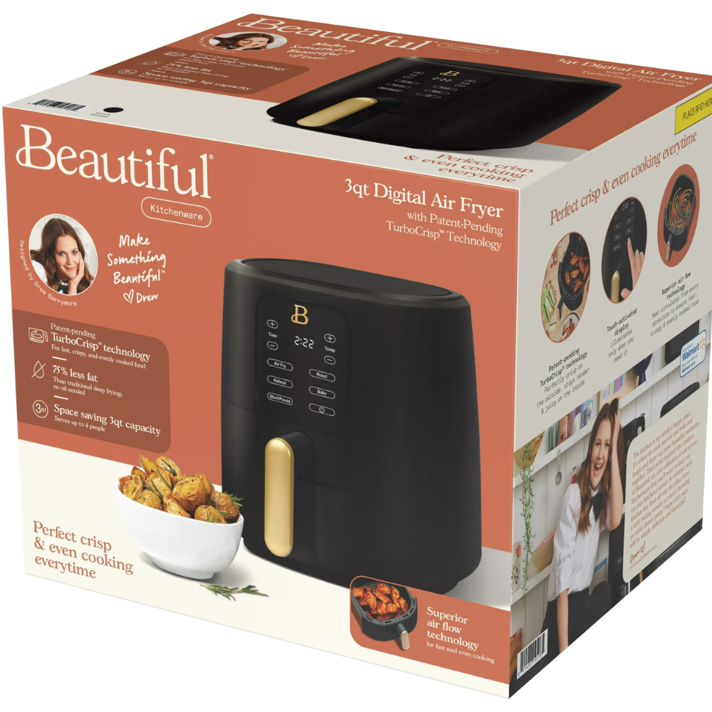 Beauttiful 3qt Digital Air Fryer TurboCrisp Smaller Size