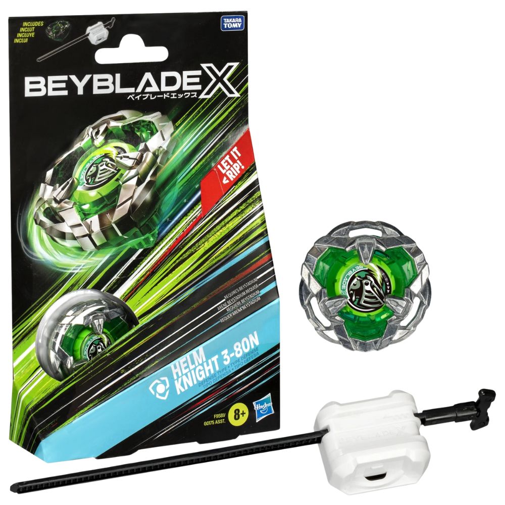 Beyblade X Helm Knight 3-80N Juego Inicial con Lanzador y Top de Lucha Tipo Ataque