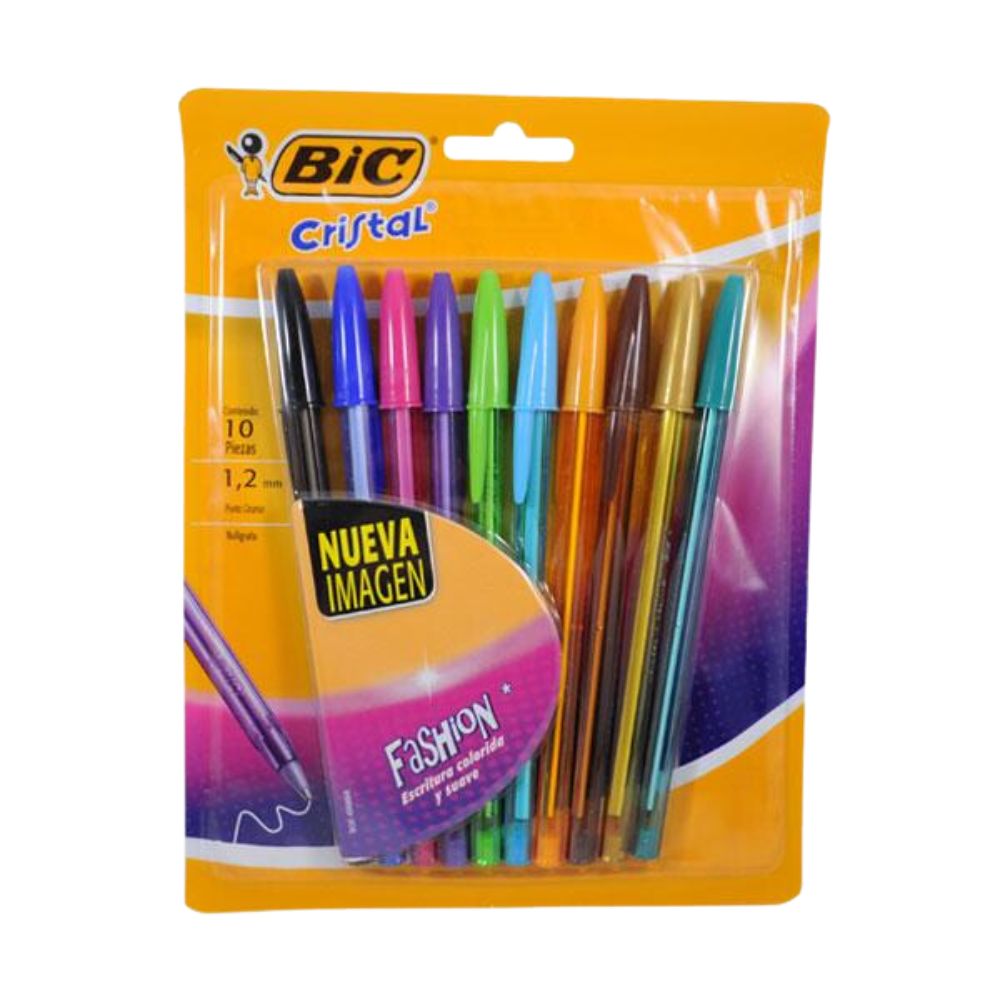 Bic Boligrafos Cristal Fashion Surtido 10 Bolígrafos