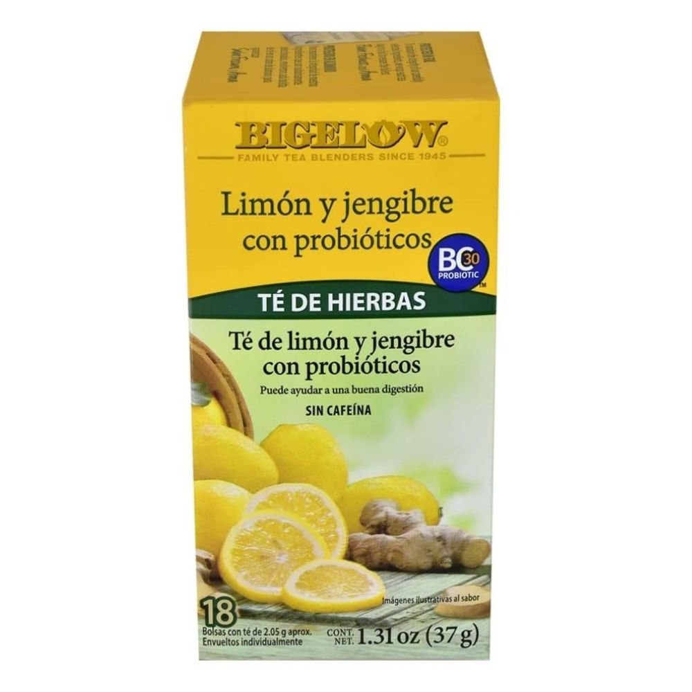 Bigelow Té De Limón Con Jengibre Y Probióticos 18 Und 37gr