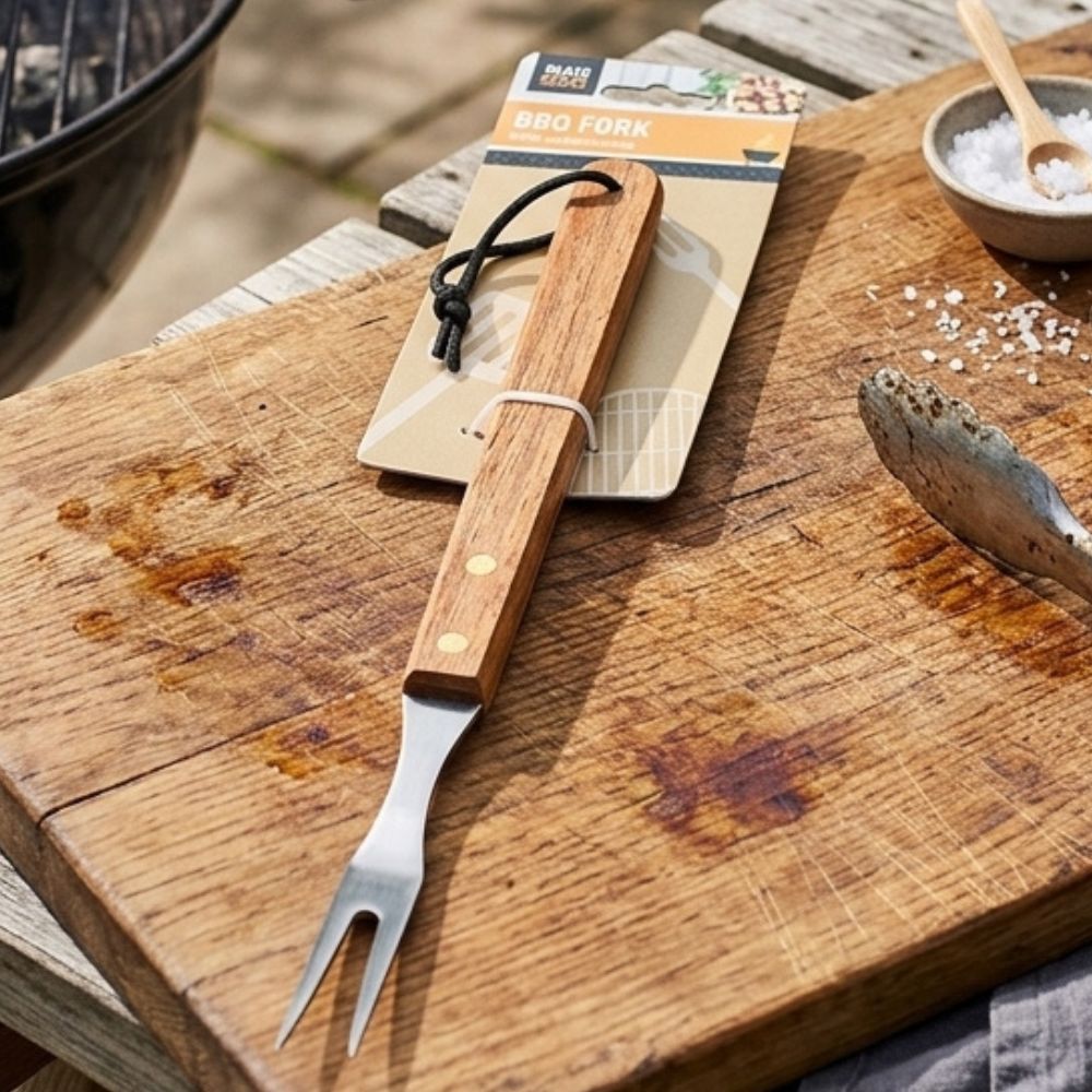Blaze Buddy Tenedor Para BBQ Con Mango De Madera