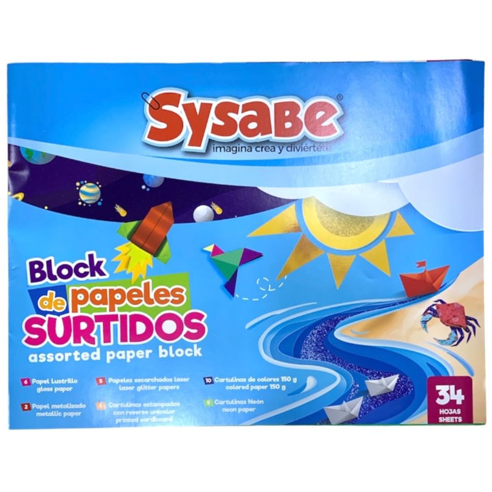 Block De Papeles Surtidos Sysabe 34 Hojas