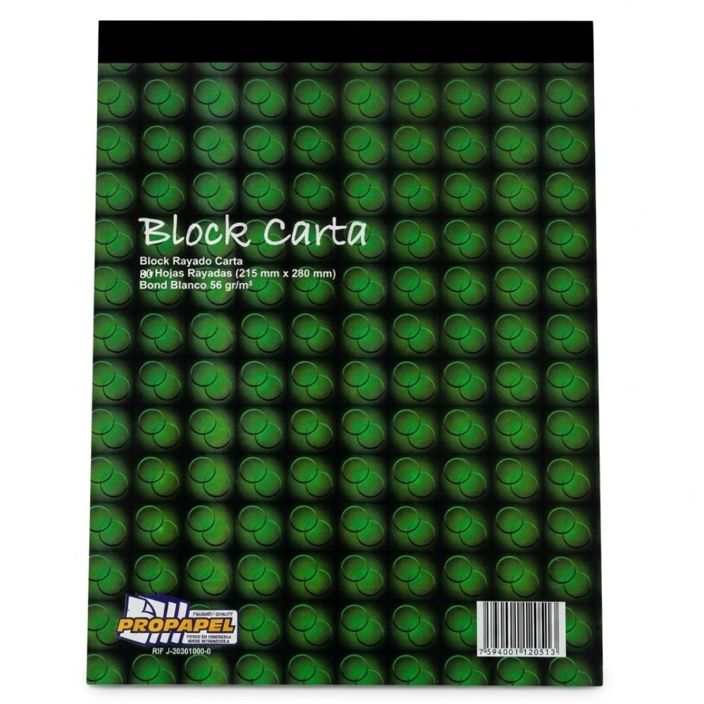 Block Rayado Propapel Tamaño Carta 80 Hojas 215x280mm