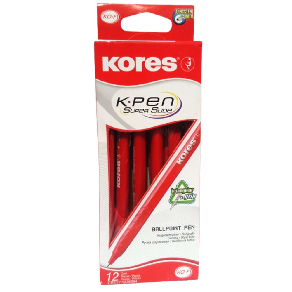 Kores Caja De Boligrafos Opaco Kpen Rojo 12 Und