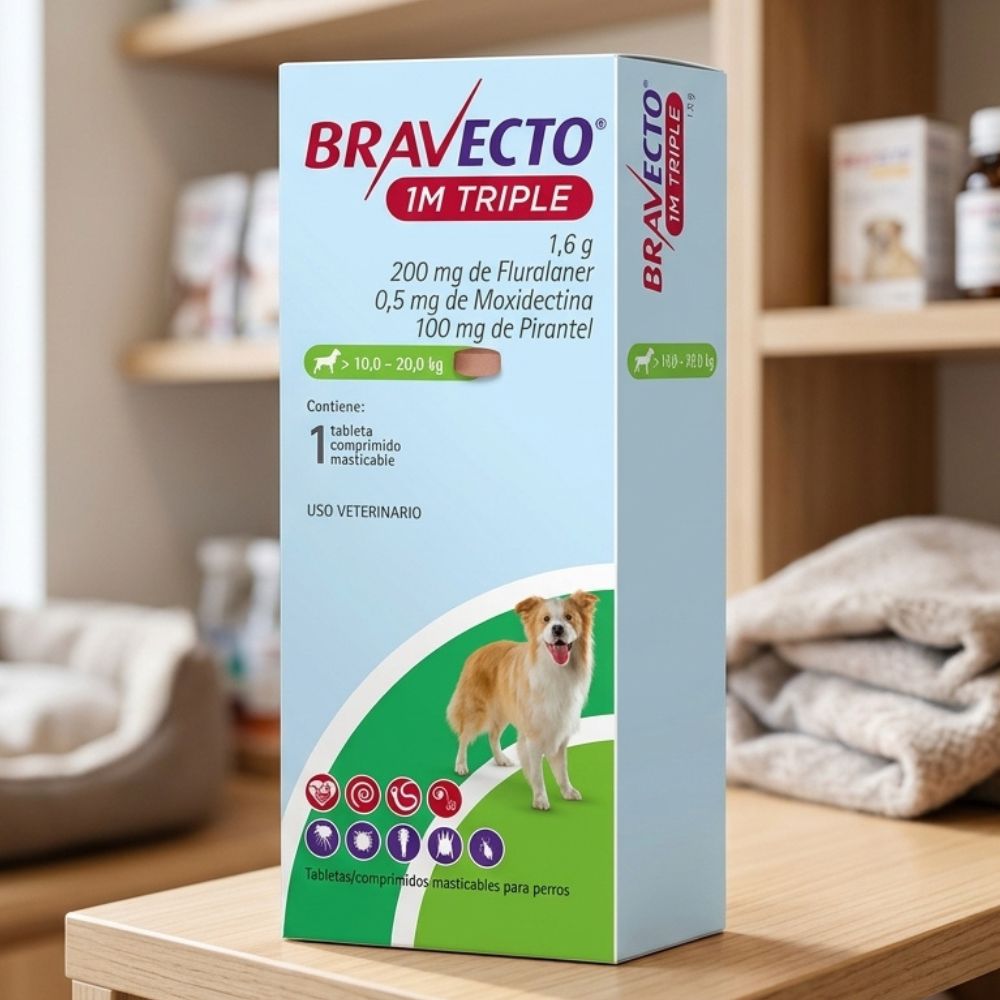 Bravecto 1M Triple Tableta Masticable Para Perros Grandes 10-20Kg