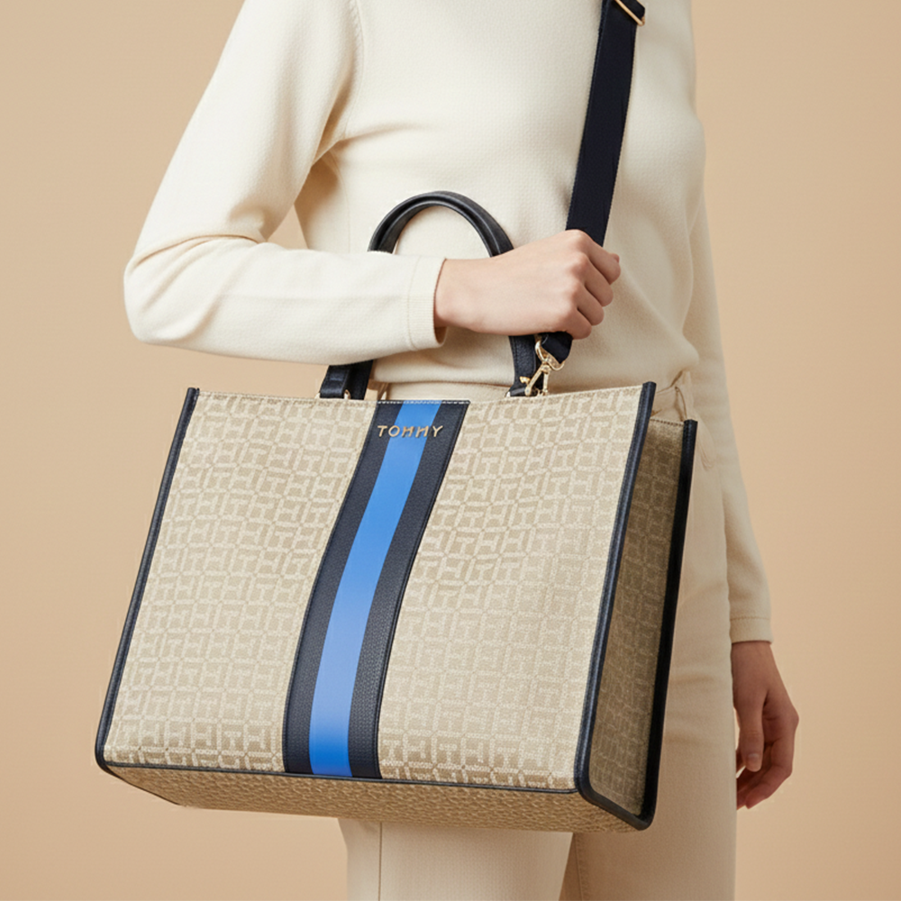 Tommy Hilfiger Cartera Tote  Monogram Beige