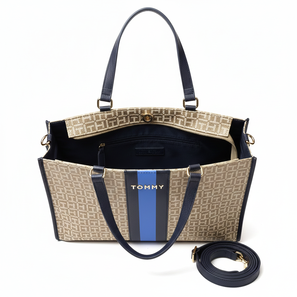 Tommy Hilfiger Cartera Tote  Monogram Beige