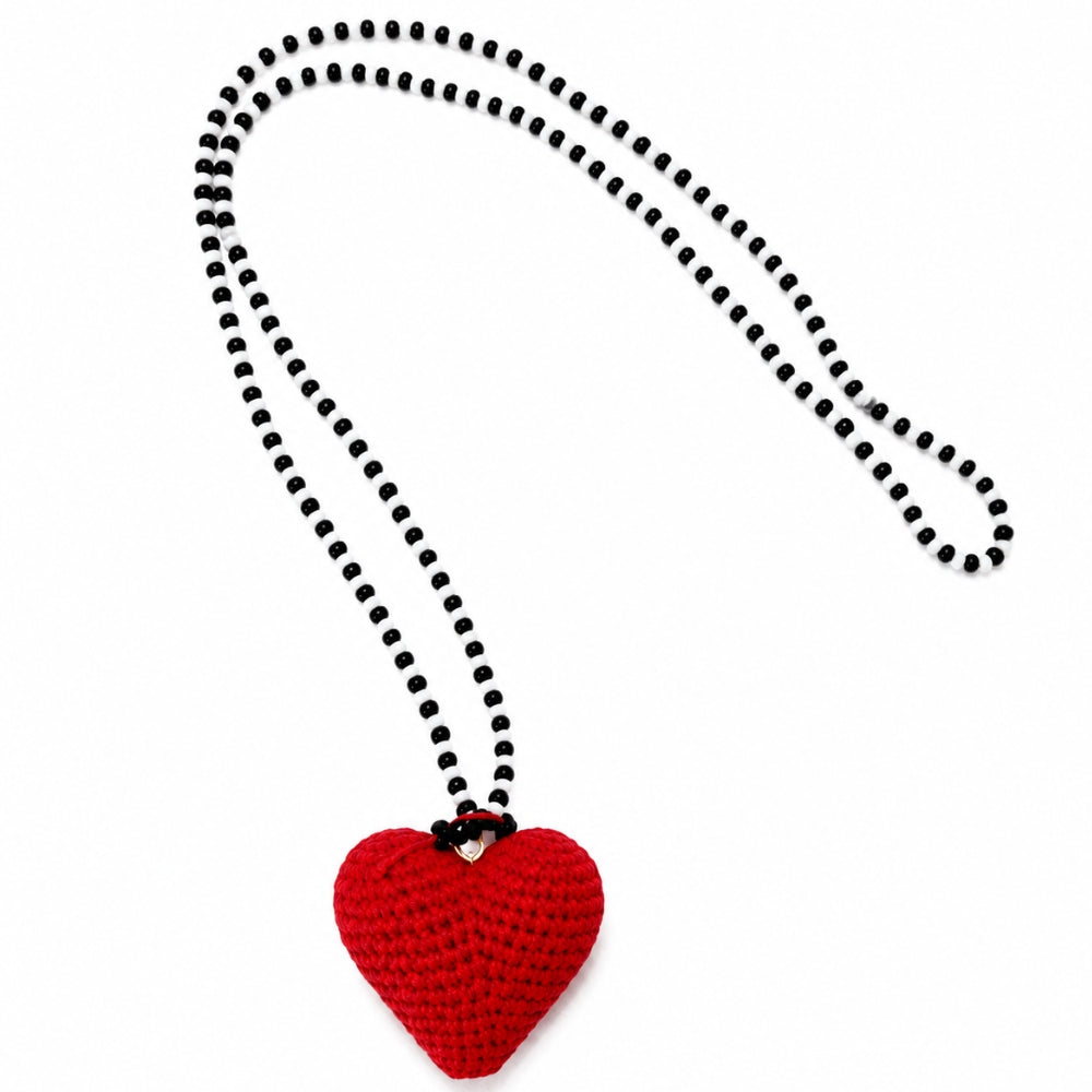 H&Co Collar Para Damas Corazon De Mar Blanco y Negro