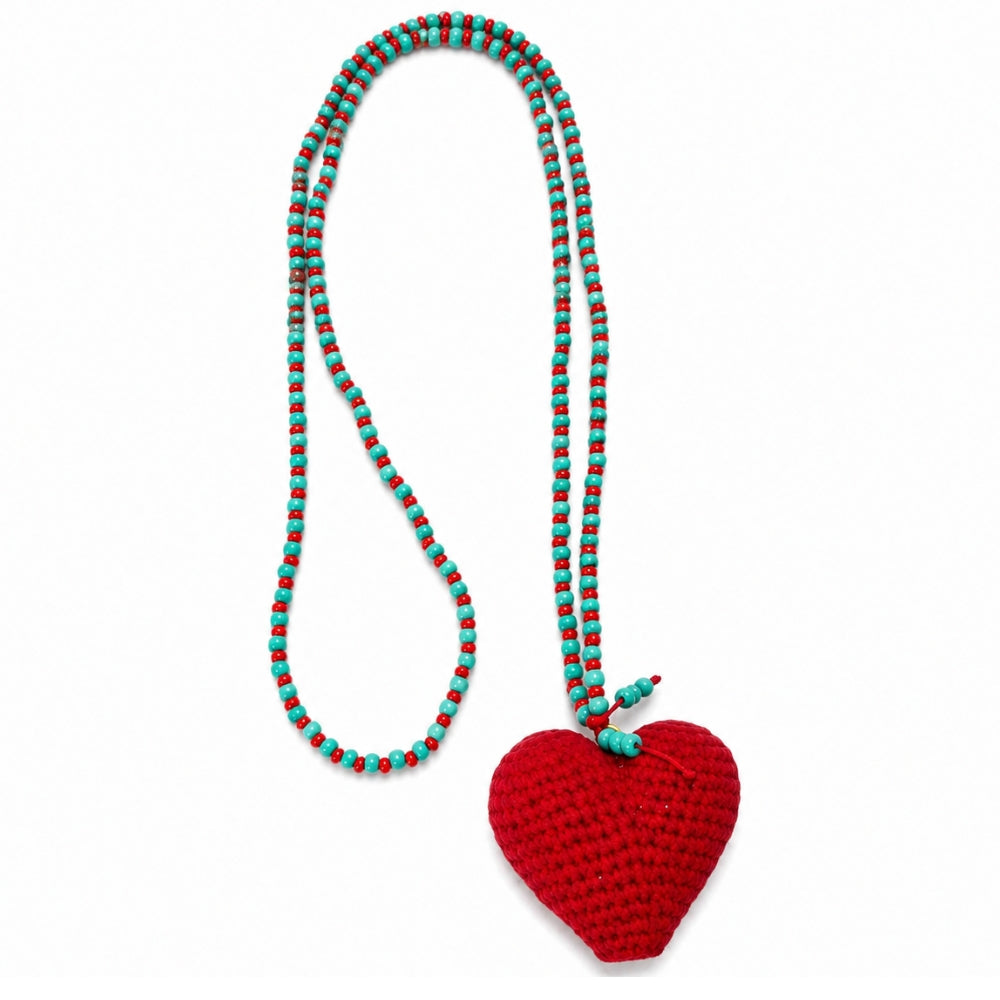 H&Co Collar Para Damas Corazon De Mar Turquesa Rojo