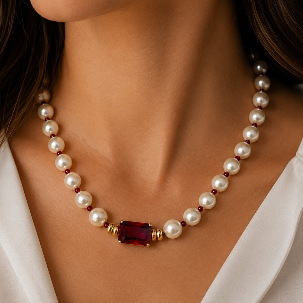 H&Co Collar Ajustable Para Damas Encanto Rubi