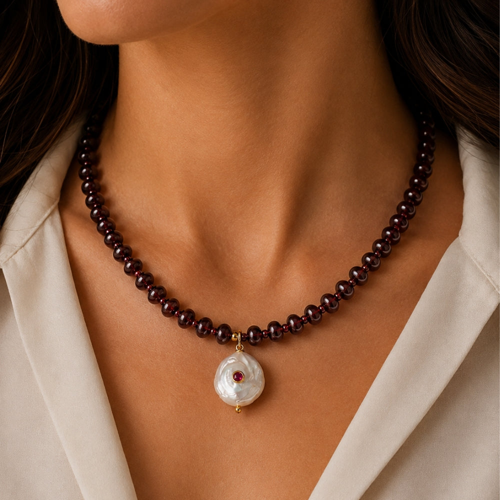 H&Co Collar Ajustable Para Damas Granate Barroco