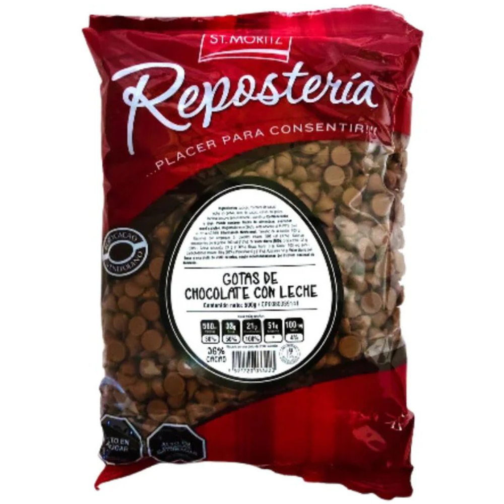 St. Moritz Reposteria Gotas 3500 de Chocolate con Leche 500gr