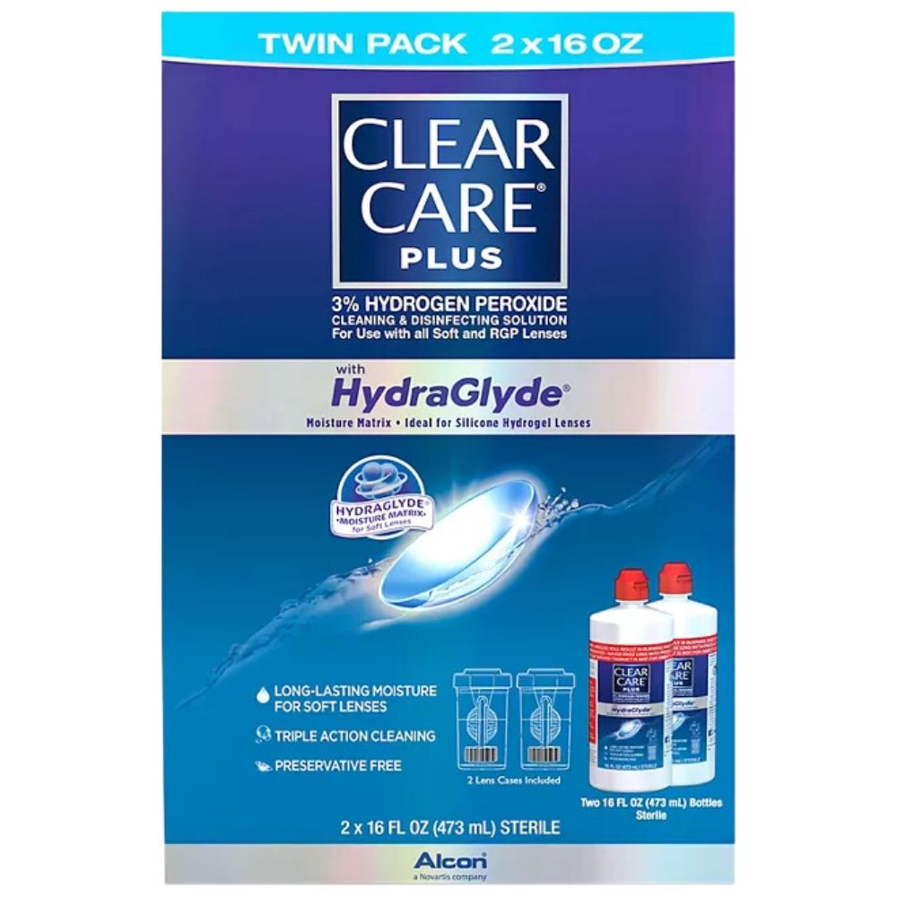 Clearcare Plus with HydraGlyde 2 Botellas 480ml + 2 Lens Cases