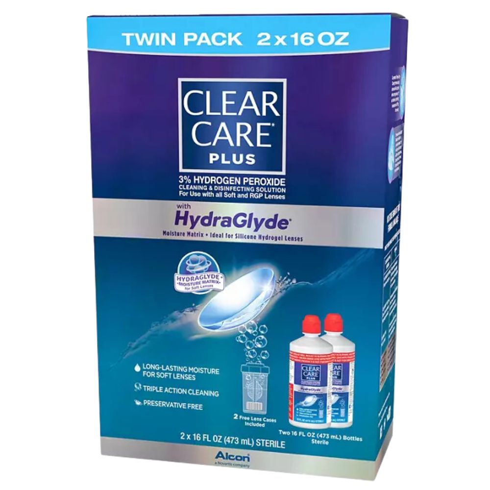 Clearcare Plus with HydraGlyde 2 Botellas 480ml + 2 Lens Cases