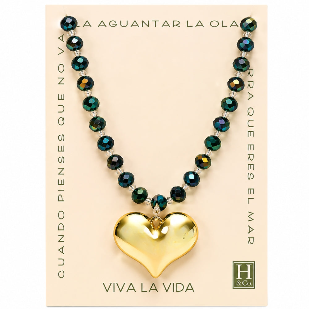 H&Co Collar Ajustable Para Damas Corazon Oceano