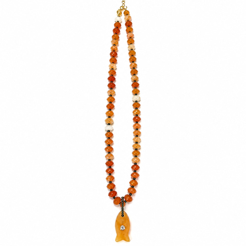H&Co Collar Ajustable Para Damas Pez Piedra Ambar