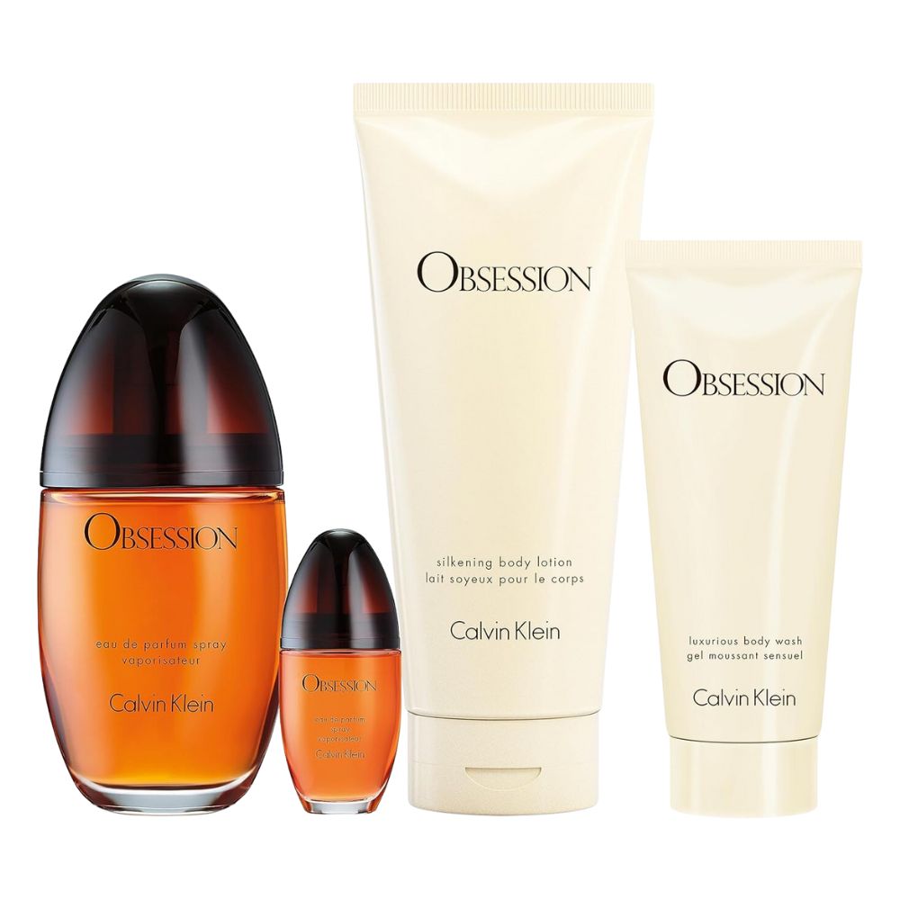 Calvin Klein Set Obsession 4 Piezas 100ml + 15ml Eau de Parfum 200ml Body Lotion 100ml Shower Gel For Woman