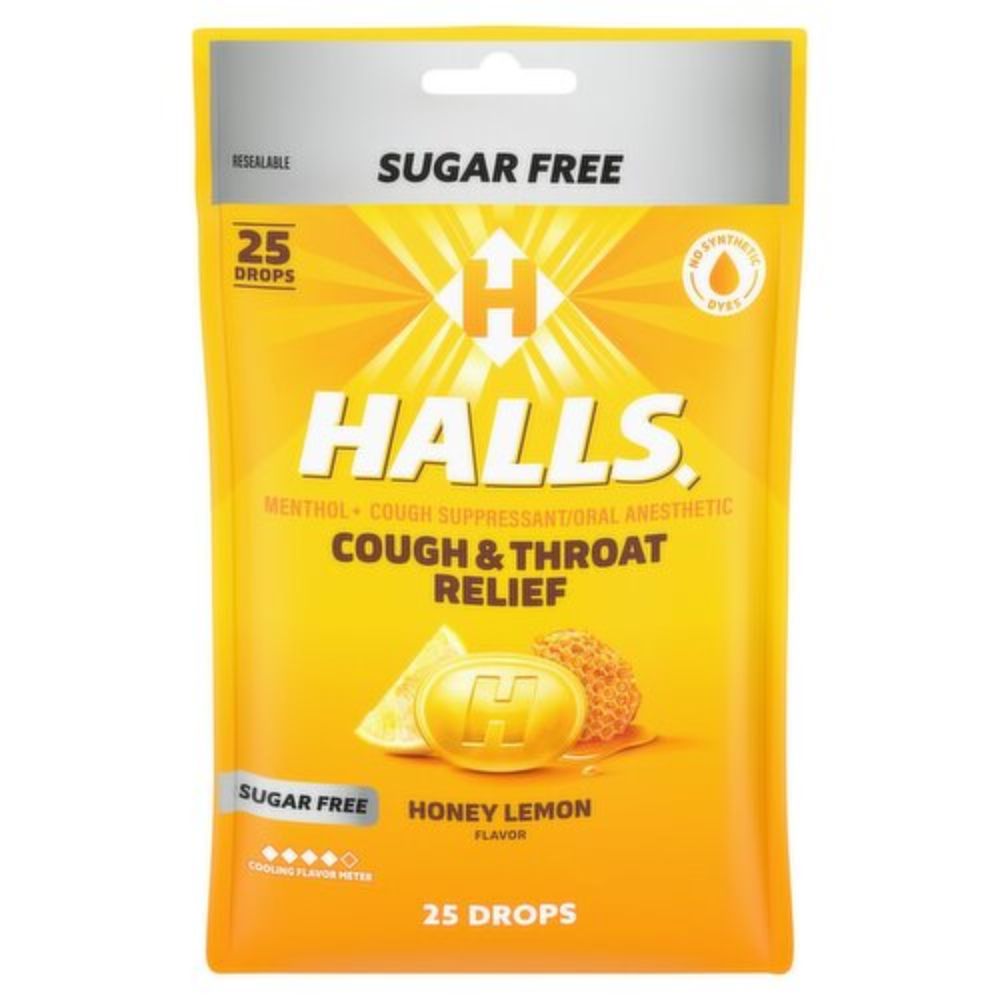 Halls Caramelos Sugar Free Honey Lemon 25 drops