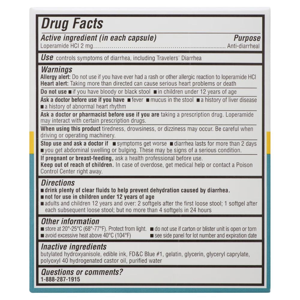 Equate Anti-Diarrheal Loperamide HCI 2mg 24 Liquid Soft Gels
