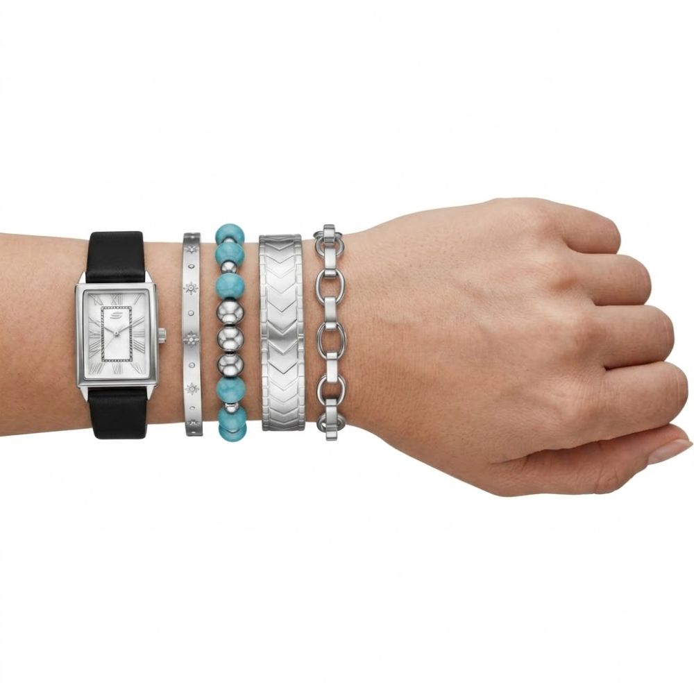 Skechers Set De Reloj y Pulseras Para Damas