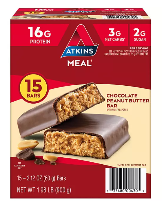 Barras Atkins 15 Unidades Chocolate Peanut Butter Bar 900 Gr