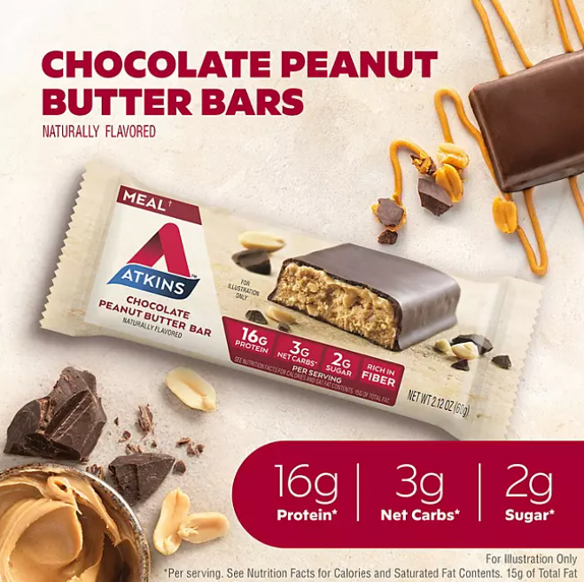 Barras Atkins 15 Unidades Chocolate Peanut Butter Bar 900 Gr