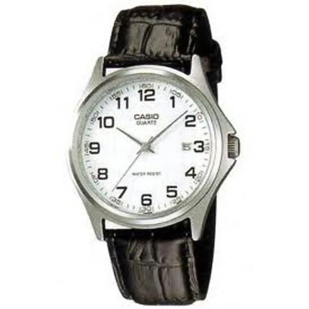 Casio Reloj Análogo Casual De Correa De Cuero Black Para Caballeros