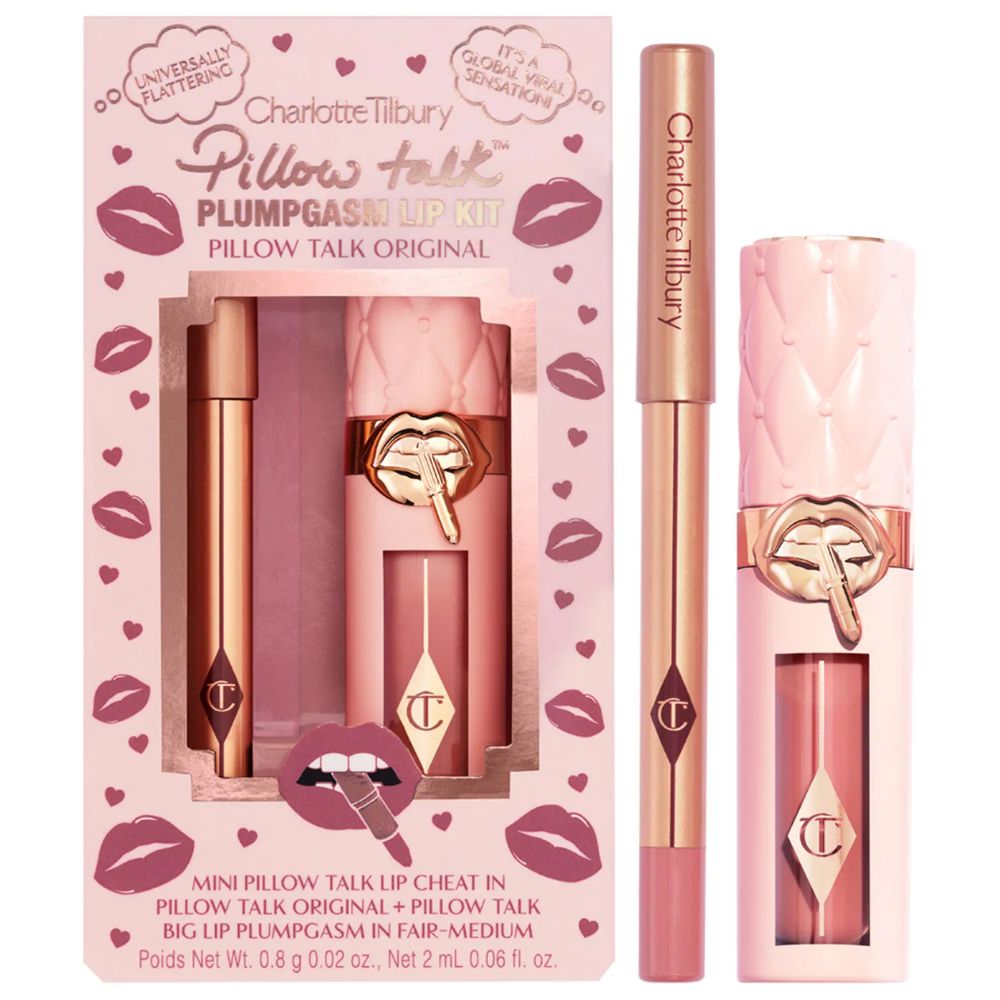 Charlotte Tilbury Pillow Talk Plumgasm Lip Mini Kit: Lip Cheat In + Big Lip Plumgasm In Fair Medium