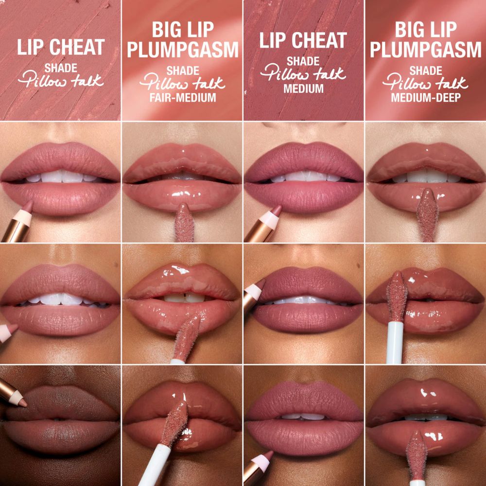 Charlotte Tilbury Pillow Talk Plumgasm Lip Mini Kit: Lip Cheat In + Big Lip Plumgasm In Fair Medium