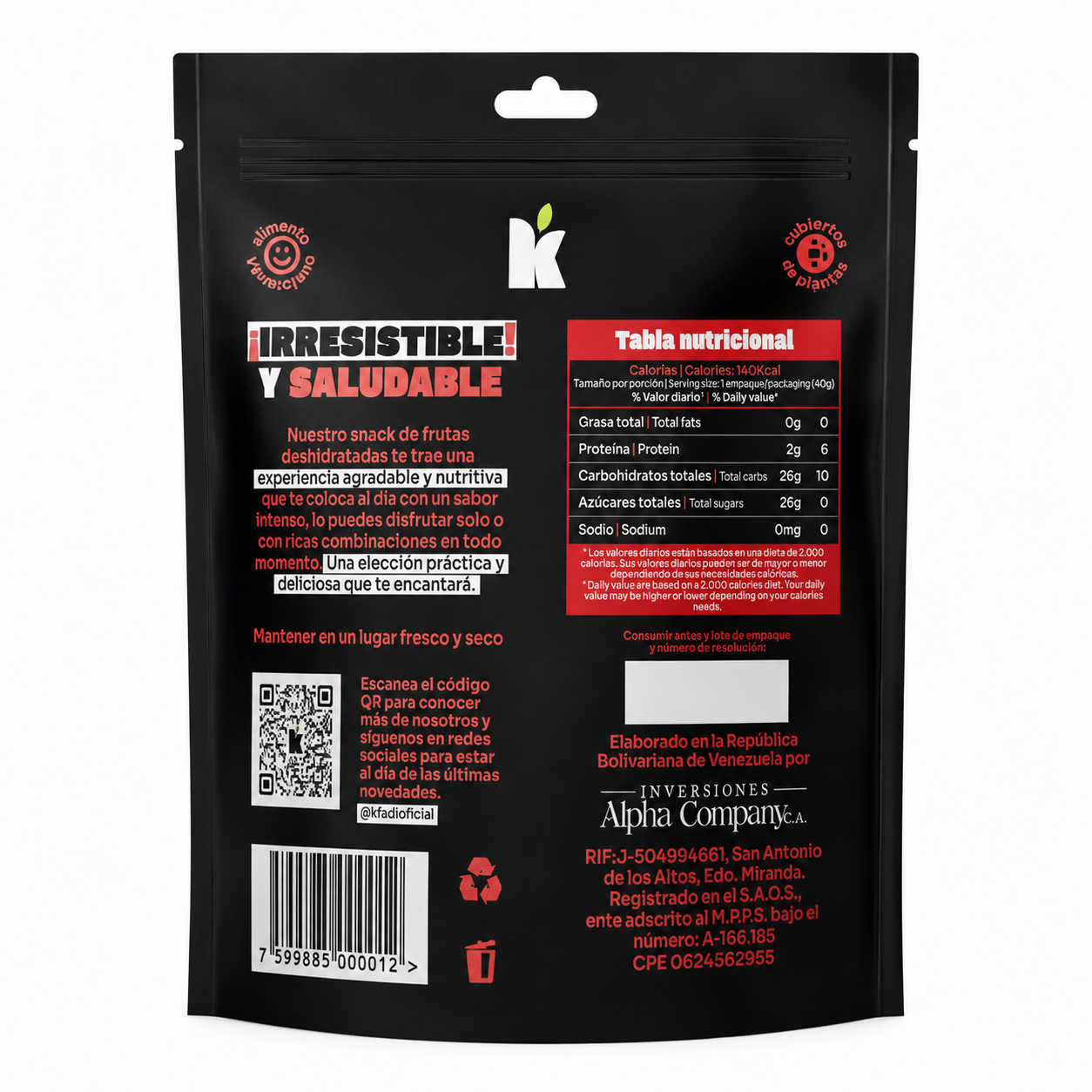 Kfadi Fresa Deshidratada 40gr