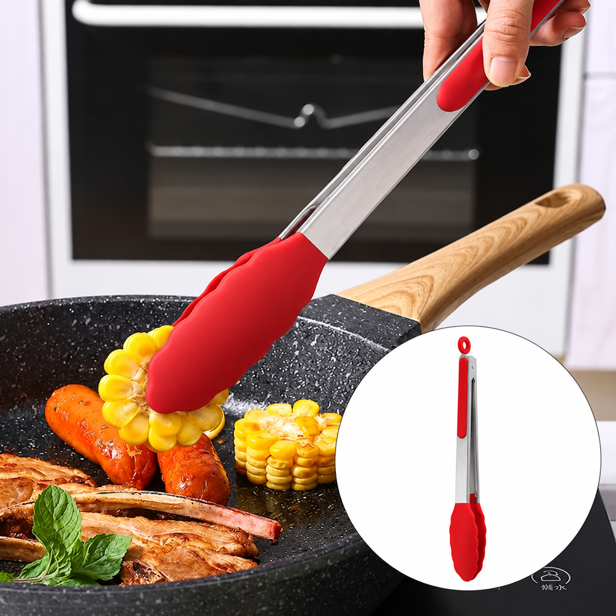 Alfa Hogar Pinza Silicona Y Acero Inoxidable 27 Cm. Opciones Varias
