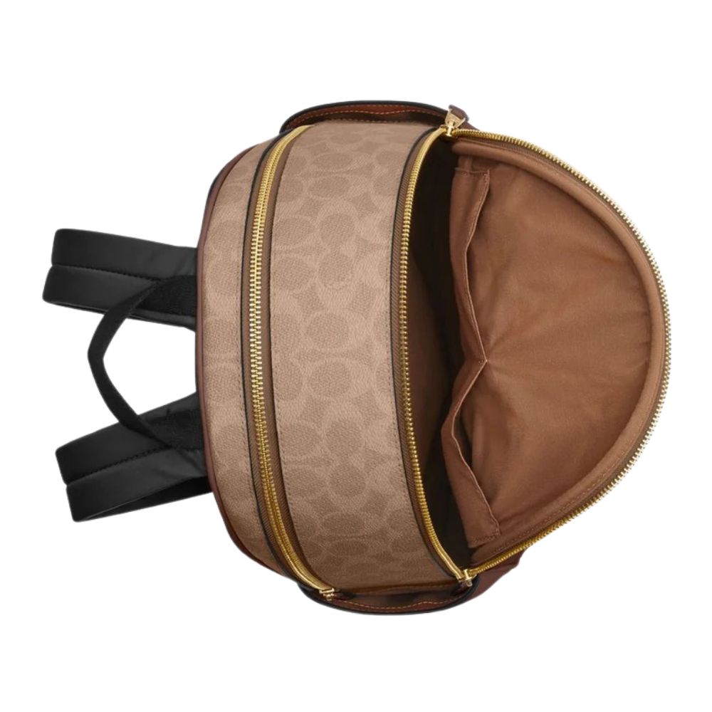 Coach Bolso Court Backpack In Signature Canvas Tan Brown