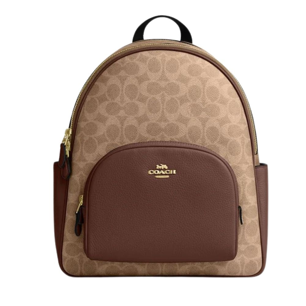 Coach Bolso Court Backpack In Signature Canvas Tan Brown