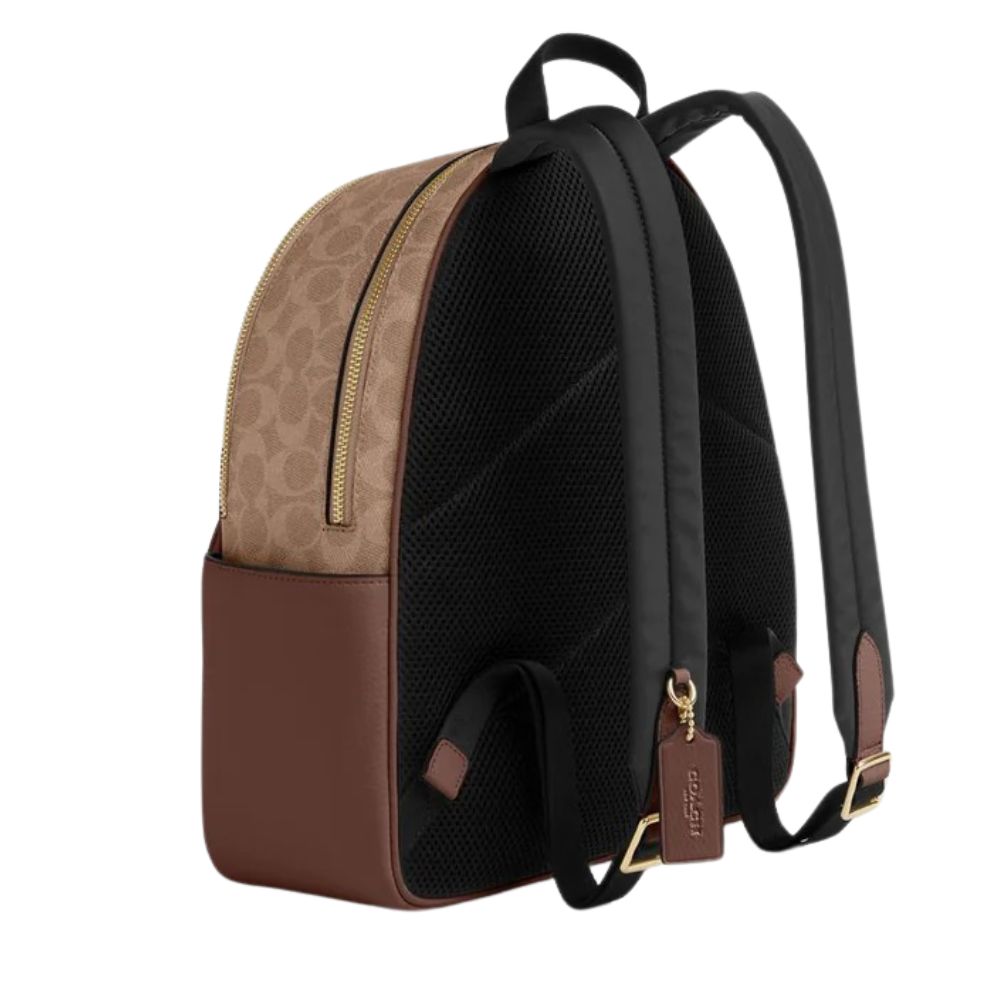 Coach Bolso Court Backpack In Signature Canvas Tan Brown