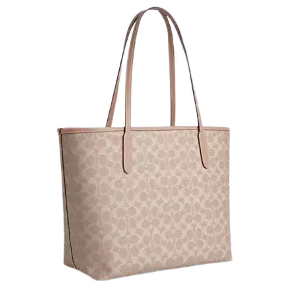 Coach Cartera Tote City In Signature Canvas Sand Taupe