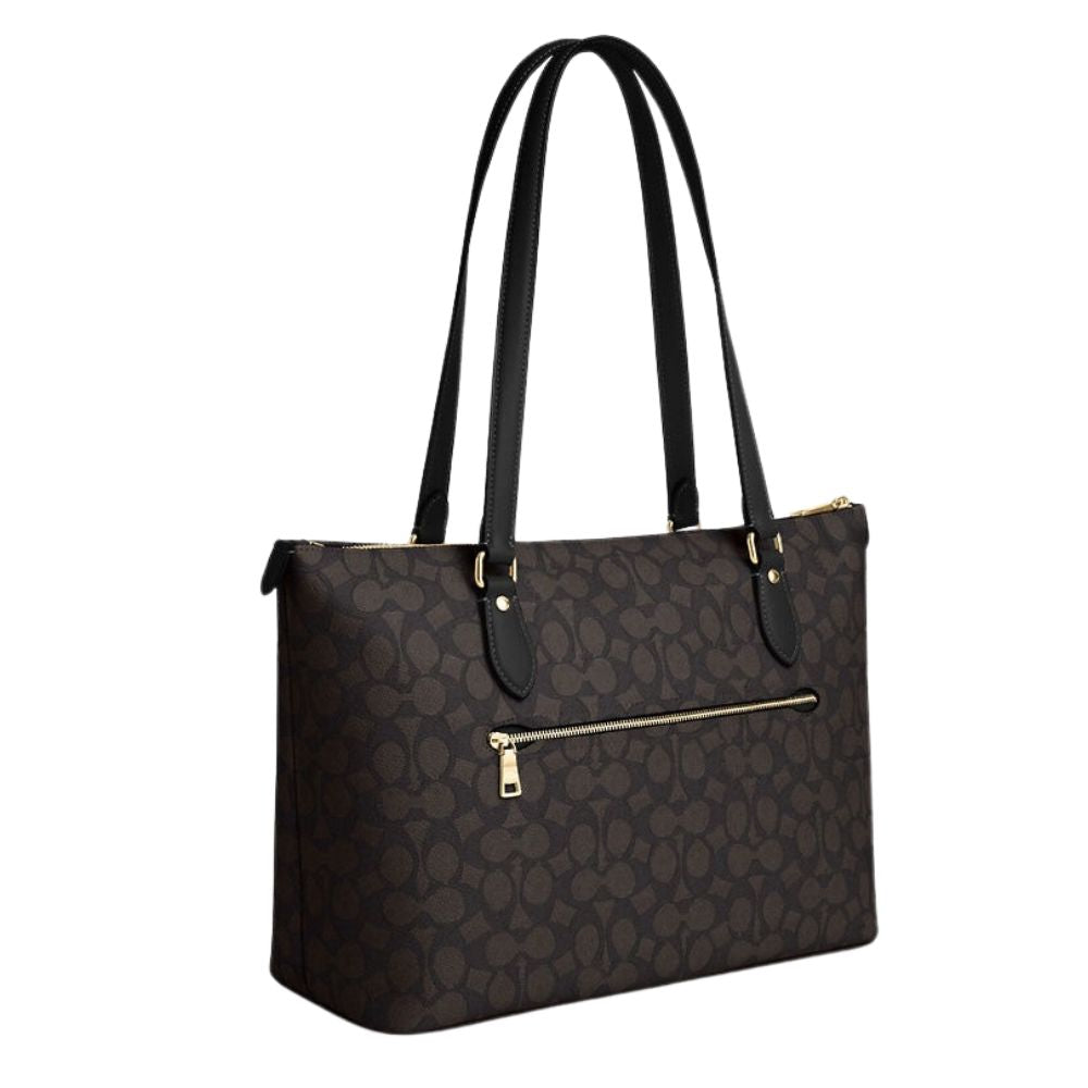 Coach Cartera Gallery Tote Bag In Signature Canvas Walnut Black