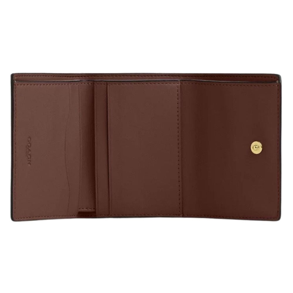 Coach Monedero Card Holder Wallet In Signature Canvas Tan Brown