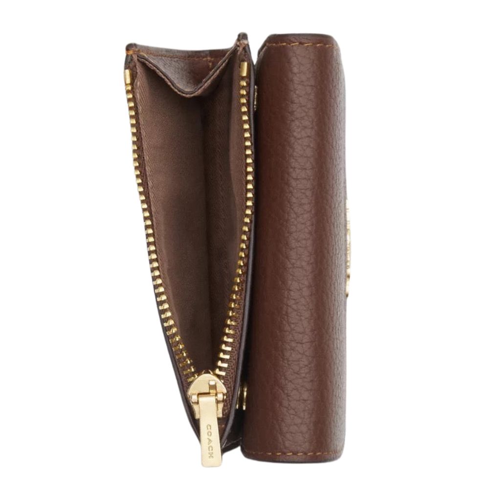 Coach Monedero Card Holder Wallet In Signature Canvas Tan Brown