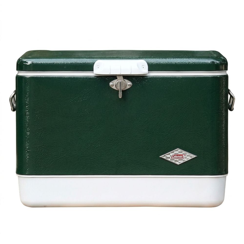 Coleman Cava Vintage Con Cinturón De Acero Color Verde Y Blanco 54Qt